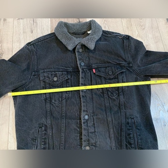 Levi Sherpa Jacket Streetwear Bikercore Trucker Bomber Winter Denim-L - Picture 4 of 7